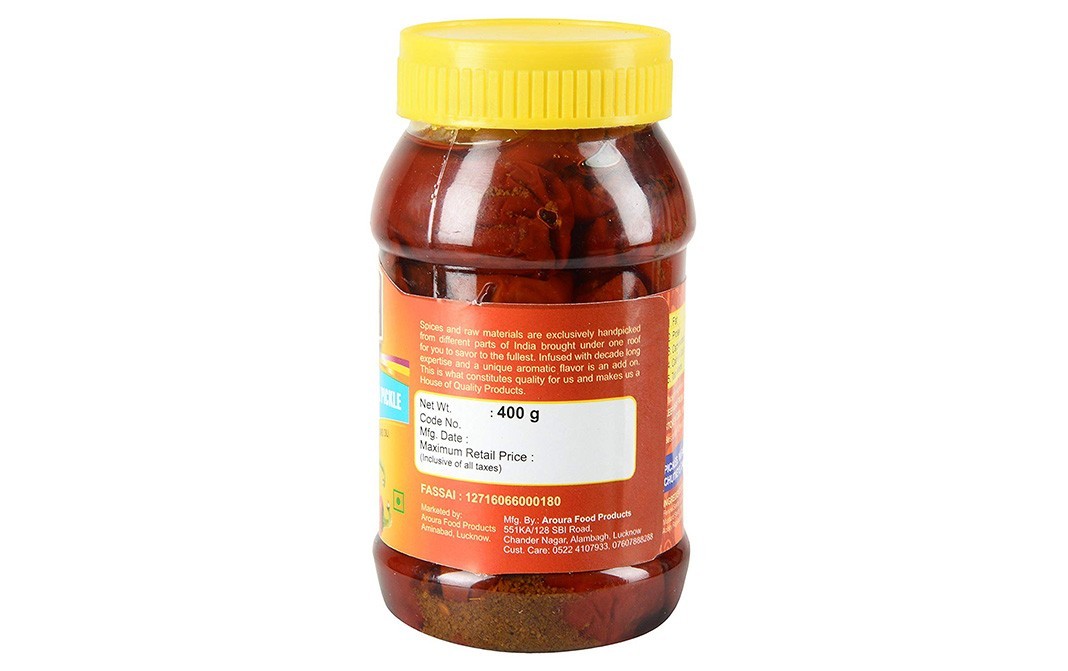 Aroura Red Chilli Pickle (In Mustard Oil)   Plastic Jar  400 grams